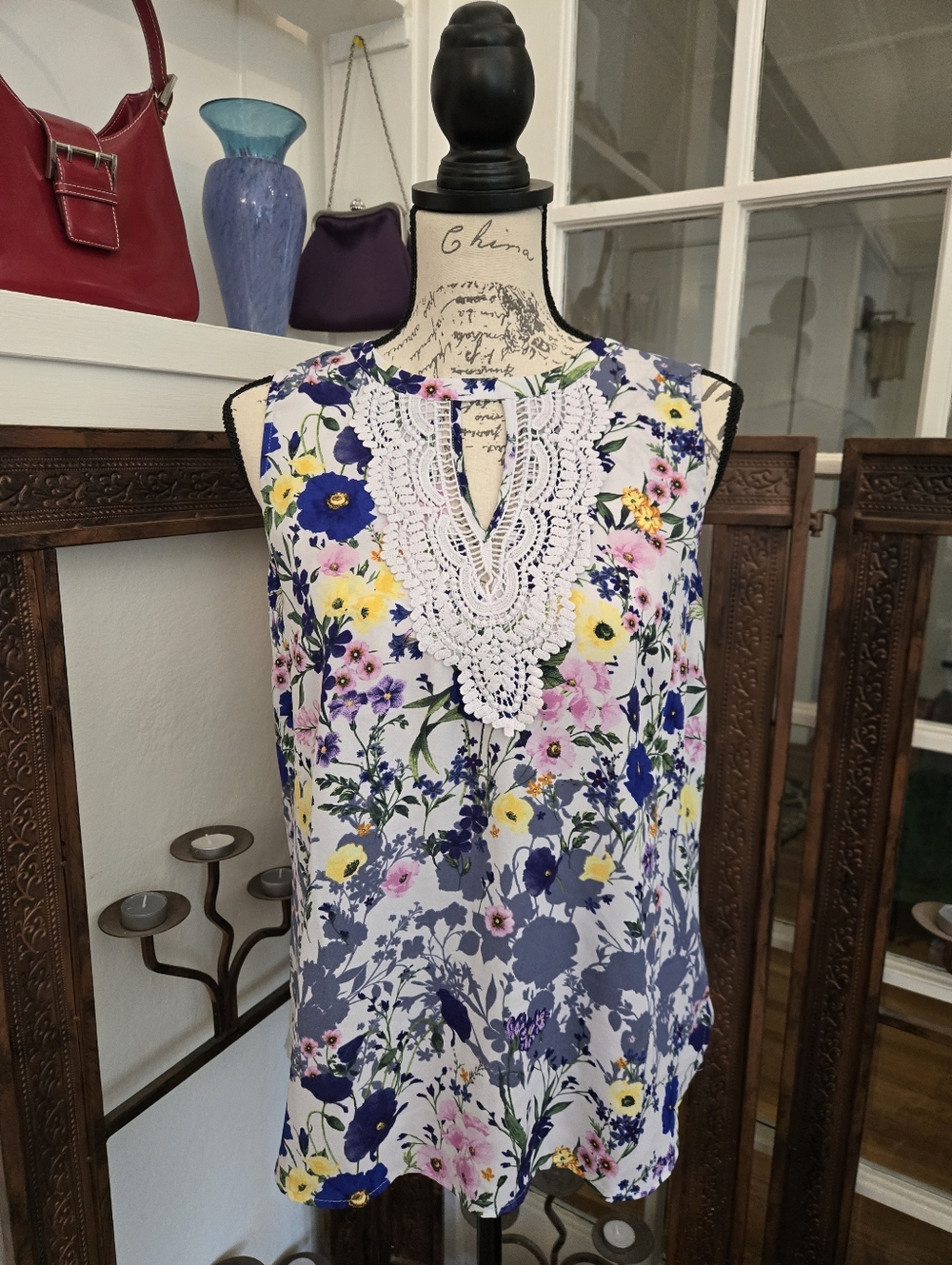 3 For $20: Daniel Rainn Floral & Lace Tank, Sz M